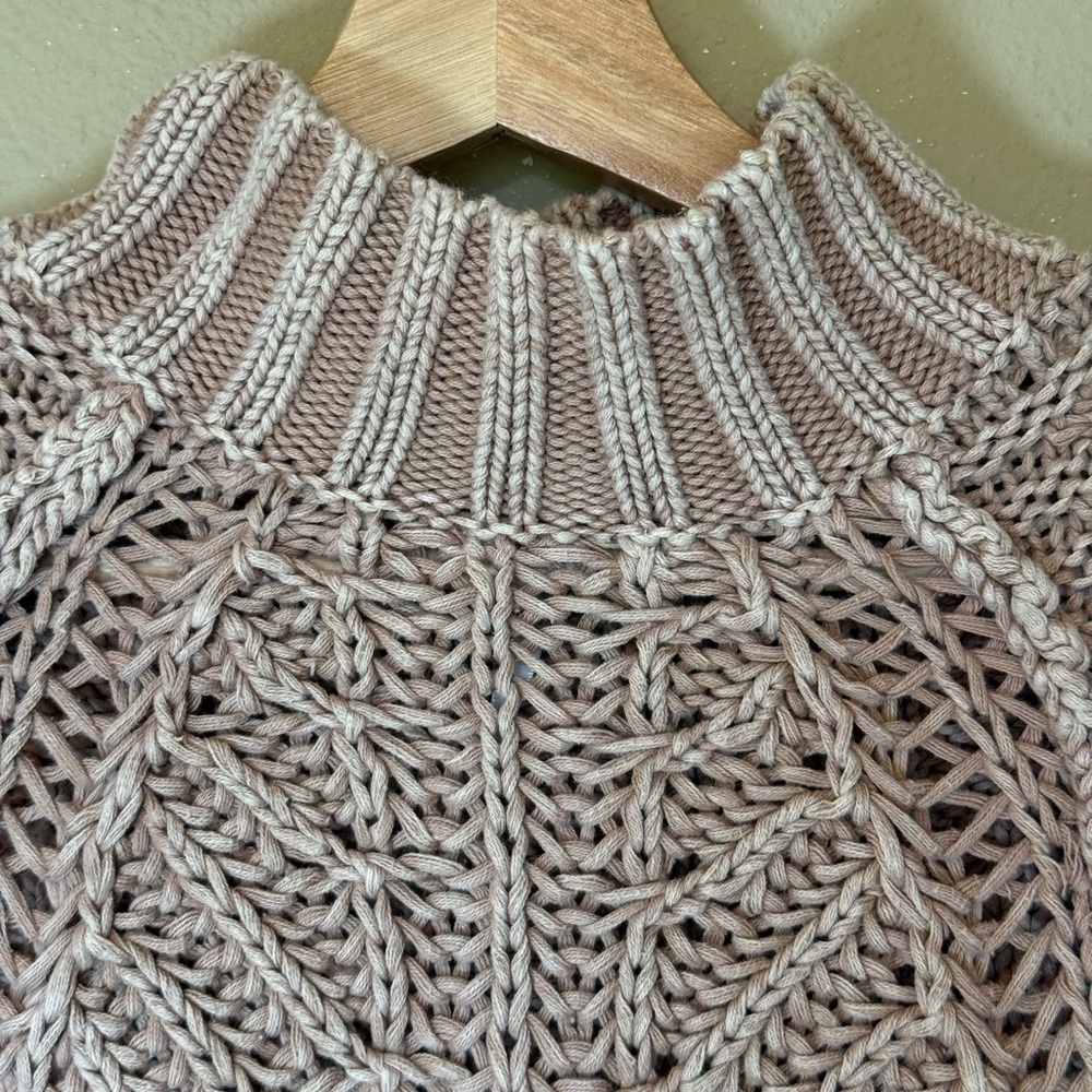 Free People Sweetheart Mock neck Chunky Knit Sweater in Tan Size XS - Picture 7 of 10